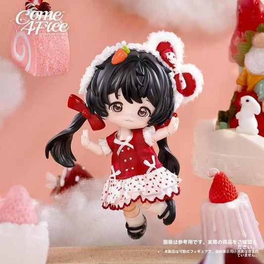 Come4Free ミルククリームドーナツ風夢幻ポーフ 12分BJD可動フィギュア用 着せ替え 可愛い ギフト 誕生日プレゼント レッドドレス付き