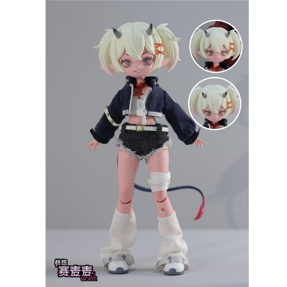 本物のひなづま悪魔の角シリーズ 8 ポイントの可動式 BJD ブラインド ボックス コレクション玩具、かわいいフィギュア、8 ポイント サイズ