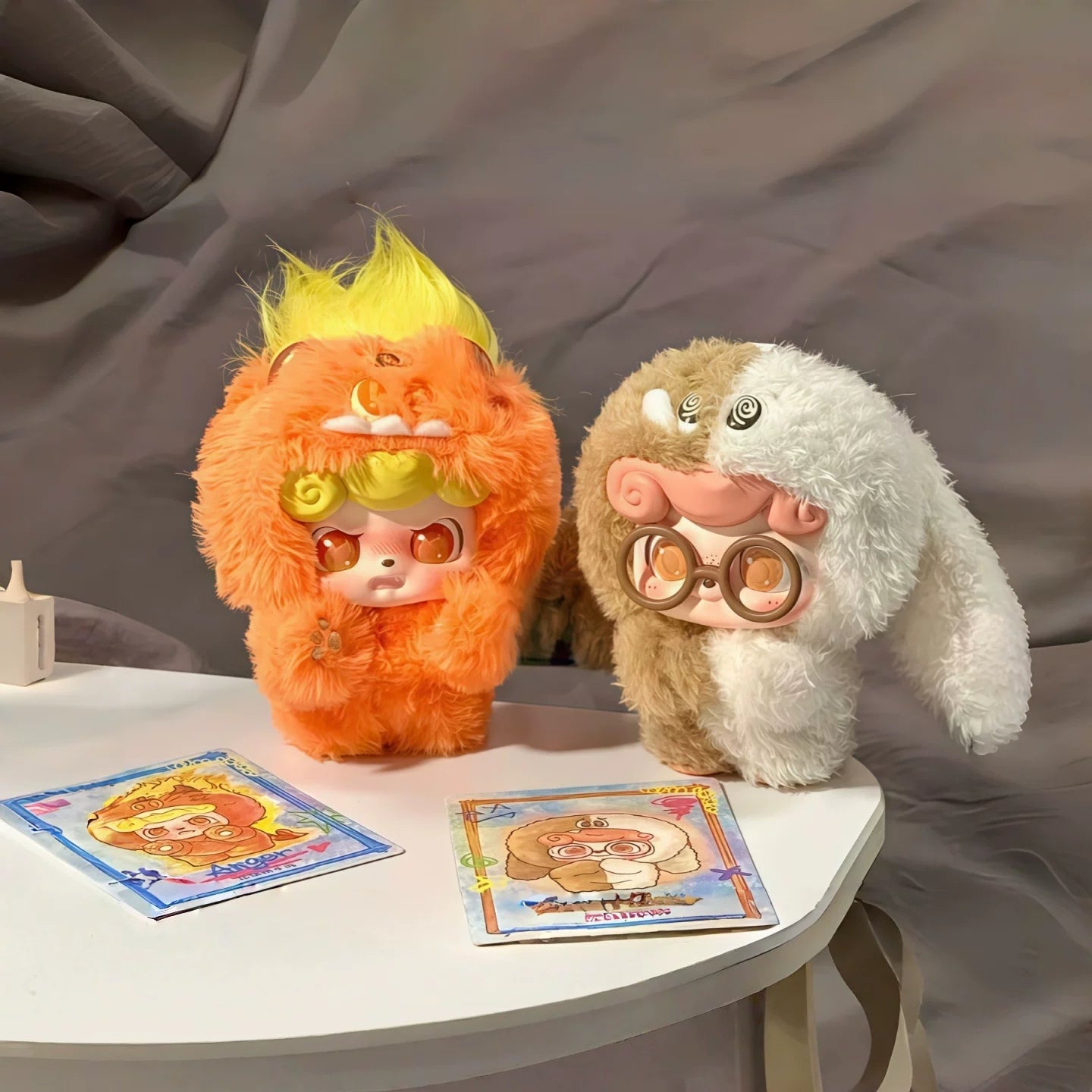 JOTOYS Odd & End Trendy Q-Baby Emotional Furry Monster Series ぬいぐるみキーチェーン ブラインドボックス トレンディなおもちゃとギフト